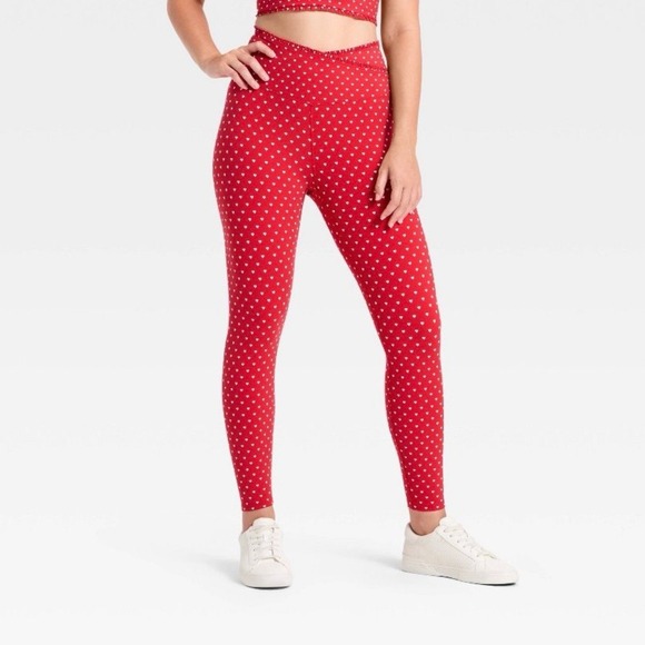 all in motion Pants - All In Motion Everyday Soft Ultra High‑Rise Ruffle Crossover 7/8 Leggings Red XL